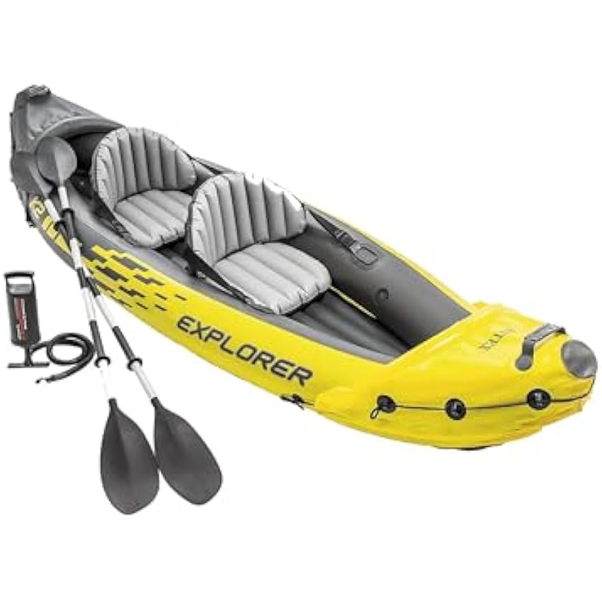 Intex 68307EP Explorer K2 Inflatable Kayak Set: Includes Deluxe 86in Aluminum Oars and High-Output Pump – SuperStrong PVC – Adjustable Seats with Backrest – 2-Person – 400lb Weight Capacity - Online Shop